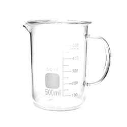 QWORK 500ml Beaker Mug with Handle, Borosilicate Glass Measuring Cup