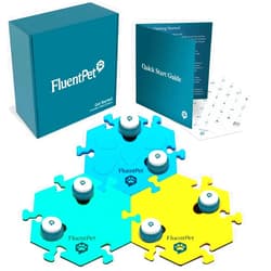 FluentPet Get Started Kit - Set of 6 Talking Buttons with Batteries Included for Dogs & Cats and 3 HexTiles - Customizable Cat & Dog Training Buttons for Communication - Talking Button Gift Set