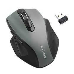 E-YOOSO Wireless Mouse, 2.4G Large Ergonomic Optical Mouse for Big Hands, 18 Months Battery Life, 5-Level 4000 DPI, 6 Button Big Computer Mouse for Laptop, Mac, PC, Chromebook, Notebook (Grey)