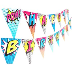 POP parties Superhero Pink Happy Birthday Banner Pennant