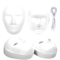 Nicunom 40 Pack DIY Full Face Masks, 2 Sizes Paintable White Plain Masks, Paper Mache Masks for Cosplay Halloween Christmas Mardi Gras Masquerade Dance Party, Blank Costume Masks