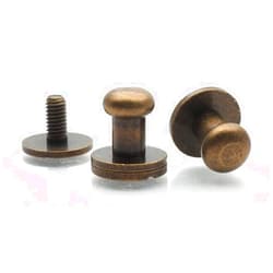 CRAFTMEMORE Solid Brass Ball Head Stud Screw Back Nipple Rivet Studs Button Strap Stopper Leathercraft 10 Pack SCBH (Antique Brass, 6.5 mm)