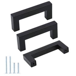 goldenwarm 15Pack Matte Black Cabinet Pulls 3in Black Cabinet Handles LSJ12BK Black Drawer Pulls 76mm Hole Centers Black Square Cabinet Hardware 3in Black Bar Pulls