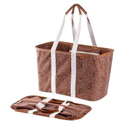 CleverMade Collapsible Luxe Tote, Peony - 30L (8 Gal) Structured Tote Bag with Handles and Reinforced Bottom - Utility, Reusable Grocery Shopping Bag