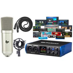 PreSonus Studio 24c 2x2 USB Audio/MIDI Interface with with Newest Version Studio One Artist Software Pack and Lyxpro Condenser Microphone Kit