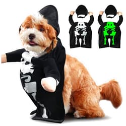 Otunrues Dog Halloween Costumes, Glow-in-The-Dark Dog Skeleton Halloween Costumes Outfit, Funny Dog Costume, Scary Dog Costumes Cosplay Halloween Clothes for Small Dog L