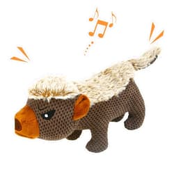 IOKHEIRA Dog Plush Toys for Aggressive Chewers, Indestructible Dog Squeaky Toys with Crinkle Paper, Durable Teething Chew Toys for Medium and Large Breed (Grey)