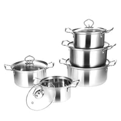 VINTORKY 5 Sets Stainless Steel Double Ear Soup Pot Set Pasta Pot Stewing Pot Stainless Steel Hot Pot Soup Pots with Lids Cooking Pot Large Pot Kitchen Cookware Pans With Cover Ramen Pot