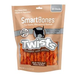 SmartBones Twists Wrapped with Chicken Made with Real Water Buffalo, 30 Count, Rawhide-Free Chews for Dogs, 7.40 Ounce (Pack of 1)