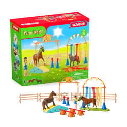 Schleich Farm World Pony Agility Training Set with Horse, Trainer, and Accessories Playset - 41-Piece Pony, Trainer, and Accessories Toy Set, Gift for Boys, Girls, and Toddlers Ages 3+