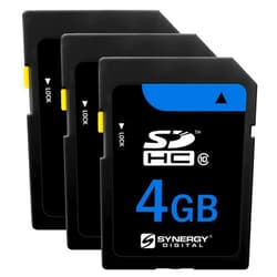 Synergy Digital 4GB Secure Digital SDHC Memory Cards, Compatible with Fujifilm FinePix T510 Digital Camera - Class 10, 20MB/s, 300 Series - Pack of 3