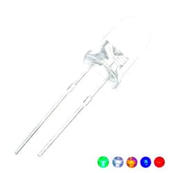 Vrabocry 100pcs (5 Colors x 20pcs) 5mm LED Diode Lights Assortment (Clear Transparent Lens) Emitting Lighting Bulb Lamp Assorted Kit Variety Color White Red Yellow Green Blue