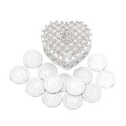 TINGKU Arras de Boda Spanish Wedding Arras Coins in Pearl and Crystal Heart Jewelry Box Unity Coins Set Wedding Ceremony Souvenirs Silver