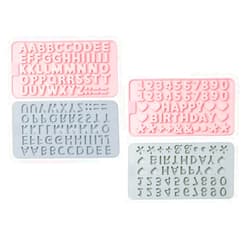 Spetish 4 Pieces Letter Mold Number Chocolate Molds with Happy Birthday Symbol Alphabet Silicone Molds Cake Candy Chocolate Decorating for Cupcake Cake Decorating Resin DIY Crafting Projects (4)