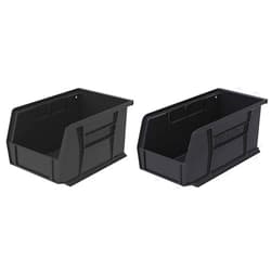 Akro-Mils Plastic Hanging Stackable Storage Organizer Bins, Black, 9-Inch x 6-Inch x 5-Inch 12-Pack and 11-Inch x 5-Inch x 5-Inch 12-Pack