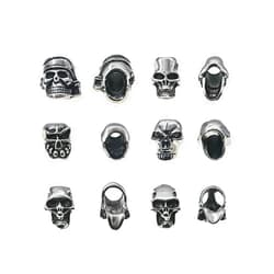 ShineIn Skull Beads for Jewelry Making,Beard Beads,Beads Paracord,Mini Bulk Metal Beads DIY Bracelets Pendants 12 PCS