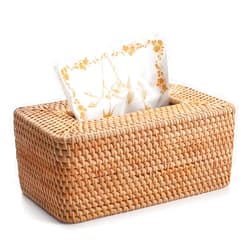 DECRAFTS Rattan Tissue Box Cover Natural Woven Facial Napkin Holder Rectangular 10 x 6.1 x 4.1 Inch (Natural)