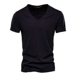GOKKILRW Mens Fashion V-Neck T-Shirts Summer Short Sleeve Workout Muscle Cut Off Shirts Slim Fit Solid Color Basic Tee Tops