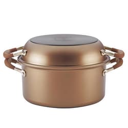 Anolon 83868 Advanced Hard Anodized Nonstick Stockpot / Dutch Oven with Frying / Skillet Pan - 5 Quart and 11 Inch, Bronze Brown
