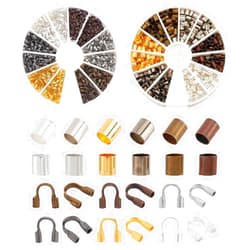 PH PandaHall PH PH PandaHall 540 Pcs 6 Colors Brass Wire Guardian Wire Cable Protector with 420 Pcs 6 Colors 3mm Brass Tube Crimp Beads for Earring Necklace Pendant DIY Jewelry Gift Making