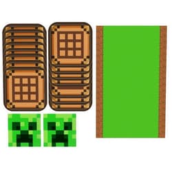 Momentko Minecraft Party Birthday Plates Napkins Tablecloth | Minecraft Party Theme Birthday Tableware Party Supplies Pack | Serve 16…