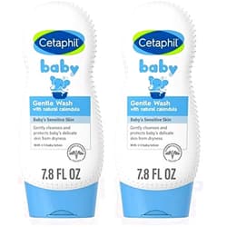 Cetaphil Baby Body Wash with Half Baby Lotion, Gentle Wash with Organic Calendula, Soothes Dry, Sensitive Skin for Everyday Use, Gentle Fragrance, Soap Free, Hypoallergenic, 7.8oz (Pack of 2)