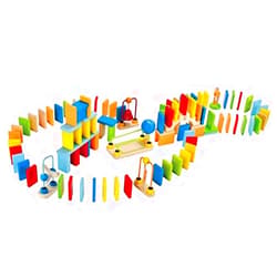 Hape Dynamo Wooden Domino Set Award Winning Domino Racing Building Block Set for Kids, 107 Solid Pieces of Fun Filled Racing, Building and Stacking