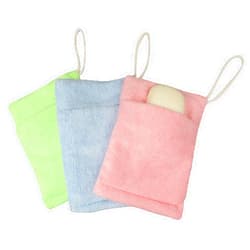 Evelots 3 Pack Microfiber Exfoliating/Cleansing Bar Soap Saver Pocket-No More Wasted Soap-Includes Sponge and Rope
