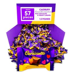 CHAIN & JO SWEETS Cadbury Caramello Miniatures Milk Chocolate & Caramel Candy Bar 1.5 Pounds Approx 57 Pieces Of Chocolate Candy Milk chocolate Bar Caramello Cadbury Chocolate Bar - Bulk Candy Individually Wrapped - Cadbury Chocolate Caramel - Milk Chocolate & Creamy Caramello Candy Bar Miniature - Chocolate Candy Milk Bars - Ideal for Gifting