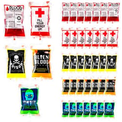 TORINALITAL Halloween Blood Bags for Drinks - 35PCS Reusable Blood Bags Drink Pouches 8 Fl Oz / 250ml IV Novelty Bags for Drinks for Vampire Zombie Halloween Party Supplies Decorations