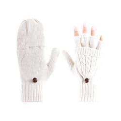 Tatuo Women Convertible Glove Cable Knit Glove Half Finger Mitten with Cover for Cold Days