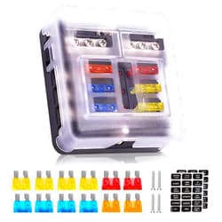 Tigwin 6 Way 12V Fuse Box 12Volt Blade Fuse Block, 6 Circuit W/Negative Bus Waterproof Fuse Box with LED Indicator for 12V/24V Automotive Golf Cart Truck Car Boat Marine RV Van Vehicle
