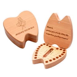 Asakora Personalized Baby Tooth Fairy Box, Custom Engraved Name Wooden Keepsake for lost teeth, Toddler Milk Teeth Saver Storage Holder, Children's Teeth Organizer Deciduous Box for Preserving Child Memory