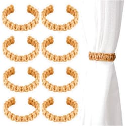 Yunsailing 8 Pack Braided Curtain Tiebacks Farmhouse Rustic Curtain Ties for Drapes Adjustable Holdbacks Handmade Curtain Tiebacks Outdoor Flexible Rope Curtain Tie for Christmas Wedding Home Decorations