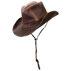 Dorfman Pacific Dorfman Hat Co. Men's Cotton Outback Hat with Chin Cord