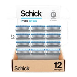 Schick Hydro Dry Skin Razor Refills, 12ct | Razor Blades Refills, Razor Blades for Men, Shaving Blades for Men, Hydro Razor Blades Refill, 5 Blade Razor Men, 12 Refills