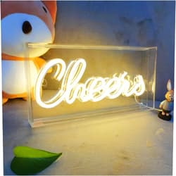 HFHungkeong Neon Sign, Cheers, 11.8x5.9x1.85 Inches, PVC, Tabletop, USB Powered, Warm White