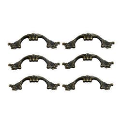 VBHHY 6-Pack French Drawer Pulls - Antique Brass, 3.38