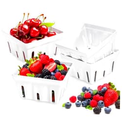 ZEAYEA 4 Pack Melamine Berry Basket, Berry Bowl With Holes, Square Kitchen Fruit Basket for Christmas, 5