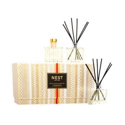 NEST New York Festive Petite Diffuser Trio - 1.3 fl oz Each - Includes Holiday, Birchwood Pine, and Blue Cypress & Snow - Fragrance for Up to 90 Days - Includes All-Natural Reed Sticks - Flame Free