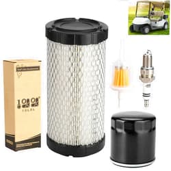 10L0L Golf Cart Tune Up Kit for EZGO RXV 2008-up & EZGO TXT 2010-up Gas Carts w/ 4 Cycle Kawasaki Motor, Air Filter 28463-G01, Fuel Filter 72084-G01, Oil Filter 607454, Spark Plug 607462