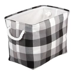 DII Buffalo Check Storage Collection Collapsible Bin with Handles, Large Rectangle, 17.5x12x15, Tri Color Black