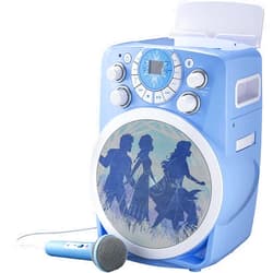 eKids Frozen 2 Bluetooth CDG Karaoke Machine with LED Disco Party Lights, Built in Microphone for Kids, Portable Bluetooth Speaker, Compatible with CDG Disks, MP3 & TV