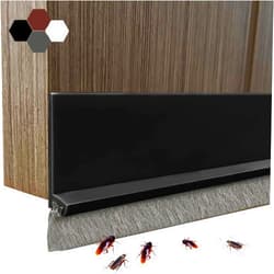 lafo Door Sweep for Bottom of Door, Under Door Draft Stopper for Bottom of Door with Brush, Self Adhesive Weather Stripping, Door Seal Dust/Noise/Hot or Cold Air Insulation (Black, 39