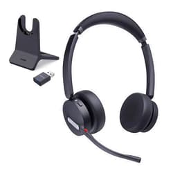 Yealink WH64 Hybrid with DECT Dongle & Charging Stand, 492ft Range, 32 Talk Time Bluetooth Headset for Teams, Zoom Skype UC Certified, Noise Cancelling Headset with 3X Mic, Work Headset for PC Phone