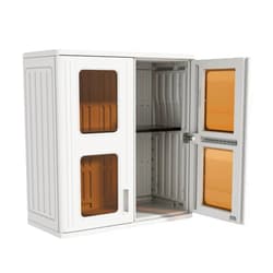ZZM Resin Toilet Storage Cabinet,Wall Cabinet Double door,Bathroom Storage Organizer (L28*W13*H30in) Decorative Display Case,Small Kitchen Storage Cabinet with One Shelf,Transparent window