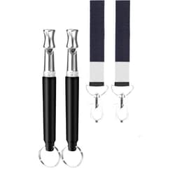 PRAKSHI 2 Pack Dog Whistle, Dog Whistle to Stop Barking Neighbors Dog, Adjustable Ultrasonic Silent Dog Whistle, Professional Recall Dog Training Whistles, with Lanyard, Black and White