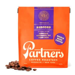 PARTNERS COFFEE ROASTERS - Whole Bean Coffee (Bedford - Espresso, Medium Roast) 12oz - Fruity, Complex, Bright Espresso - Marmalade, Pomegranate, Sugar - Whole Coffee Beans - Roasted in New York City