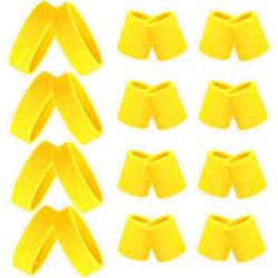 Skylety 24 Pieces 80s Neon Sweatbands Set, Include 8 Sports Headbands and 16 Sweat Wristbands Elastic Athletic Tennis Sweat Bands Bulk for Man Woman
