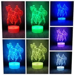 Tvoip 7 Color Changing Night Lamp 3D Atmosphere Bulbing Light 3D Visual illusion LED Lamp for kids toy Christmas Birthday gifts - Spiderman, Iron Man, Captain America (Heroes)